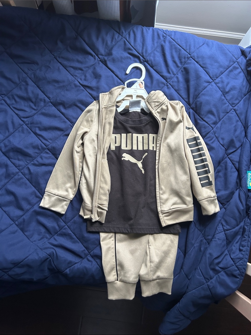 Puma Tan Tracksuit with Black Logo Tee